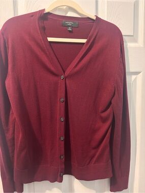 Banana Republic Factory Burgundy V-Neck Button Cardigan